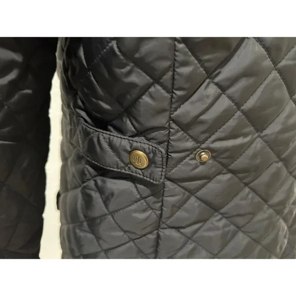 Lauren Ralph Lauren Black Diamond Quilted Hooded Parka Jacket Womens Size Medium - Picture 7 of 10